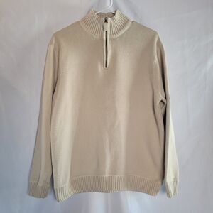 Eddie Bauer Men's 1/4 Zip Tan Neutral Closet Staple Cotton Sweater Size M